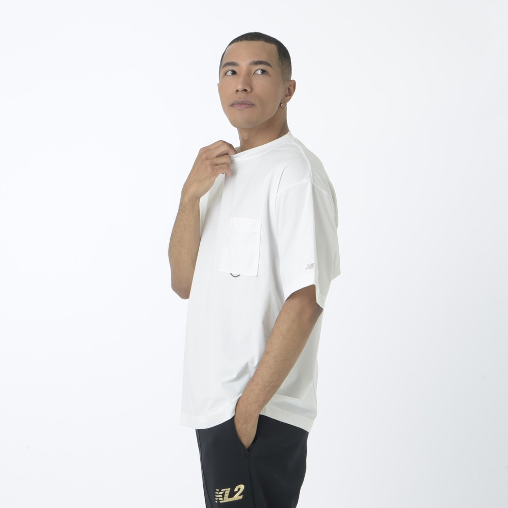 ニューバランス（new balance）（メンズ）半袖Tシャツ ラッシュガード MT1996 Tシャツ AMT45019 WT ホワイト 吸汗速乾 4wayストレッチ UPF40+