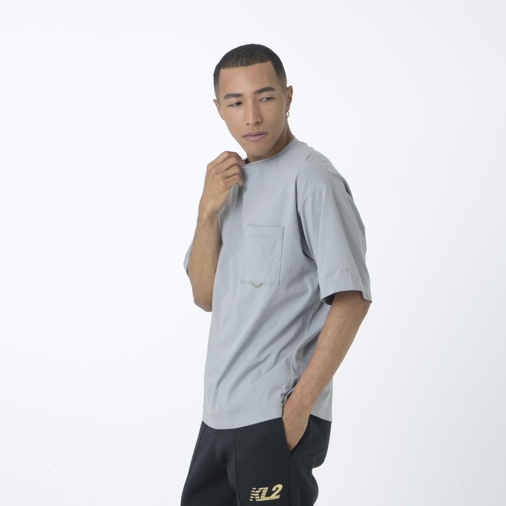 ニューバランス（new balance）（メンズ）半袖Tシャツ ラッシュガード MT1996 Tシャツ AMT45019 YST グレー 吸汗速乾 4wayストレッチ UPF40+