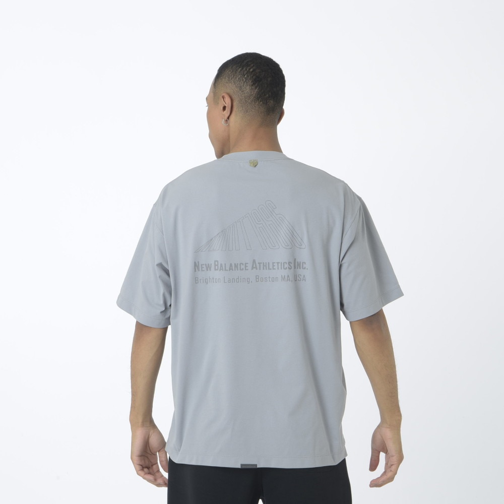 ニューバランス（new balance）（メンズ）半袖Tシャツ ラッシュガード MT1996 Tシャツ AMT45019 YST グレー 吸汗速乾 4wayストレッチ UPF40+