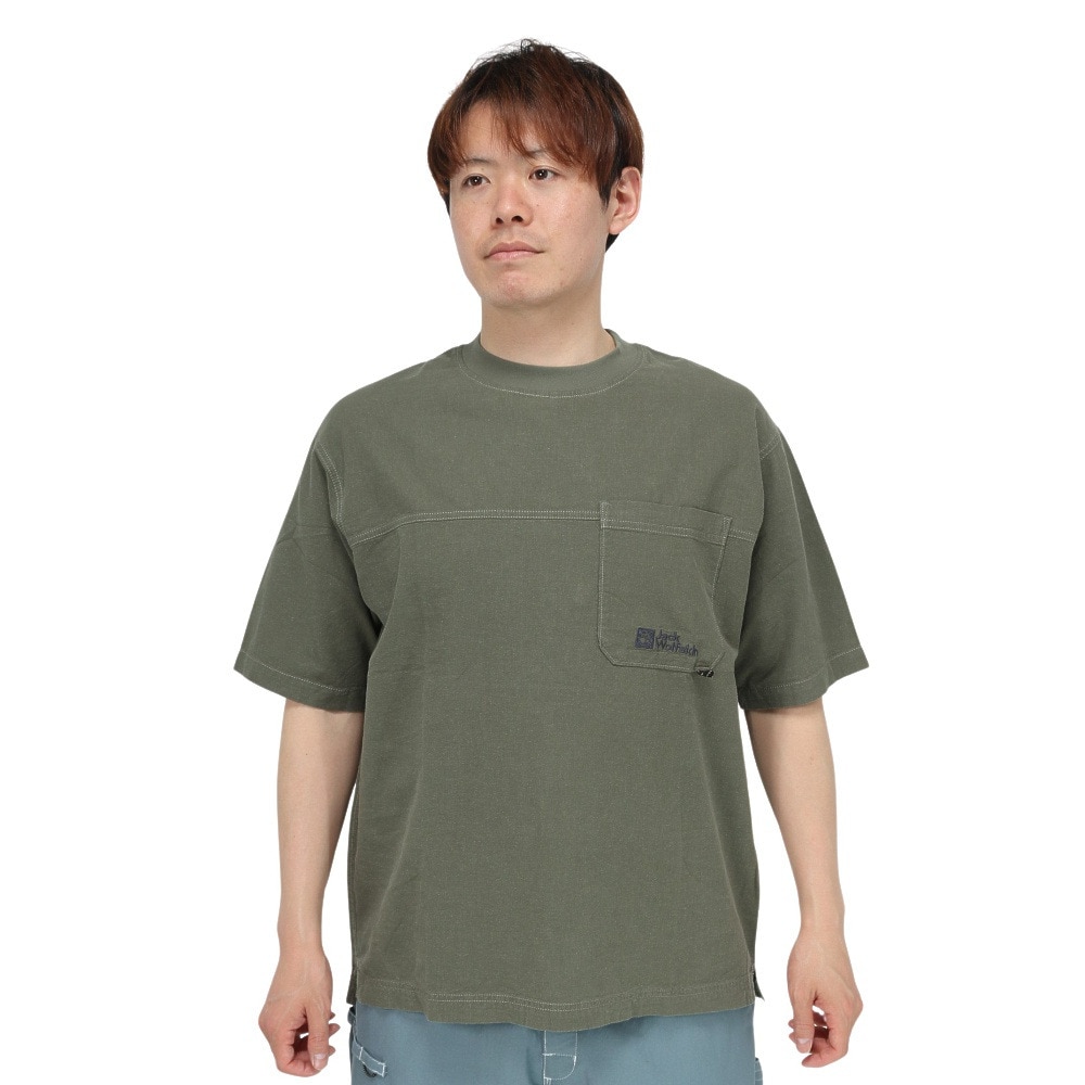 ジャックウルフスキン（JackWolfskin）（メンズ）温度調節機能 高通気 ヘンプウッドワーカー プルオーバー 5033891-4550 カーキ