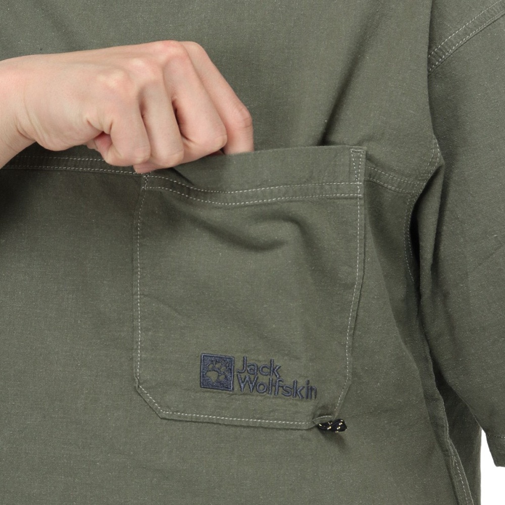 ジャックウルフスキン（JackWolfskin）（メンズ）温度調節機能 高通気 ヘンプウッドワーカー プルオーバー 5033891-4550 カーキ
