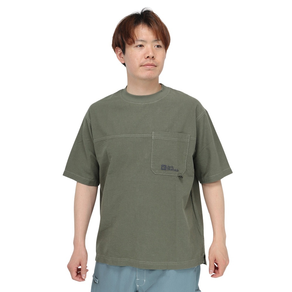 ジャックウルフスキン（JackWolfskin）（メンズ）温度調節機能 高通気 ヘンプウッドワーカー プルオーバー 5033891-4550 カーキ