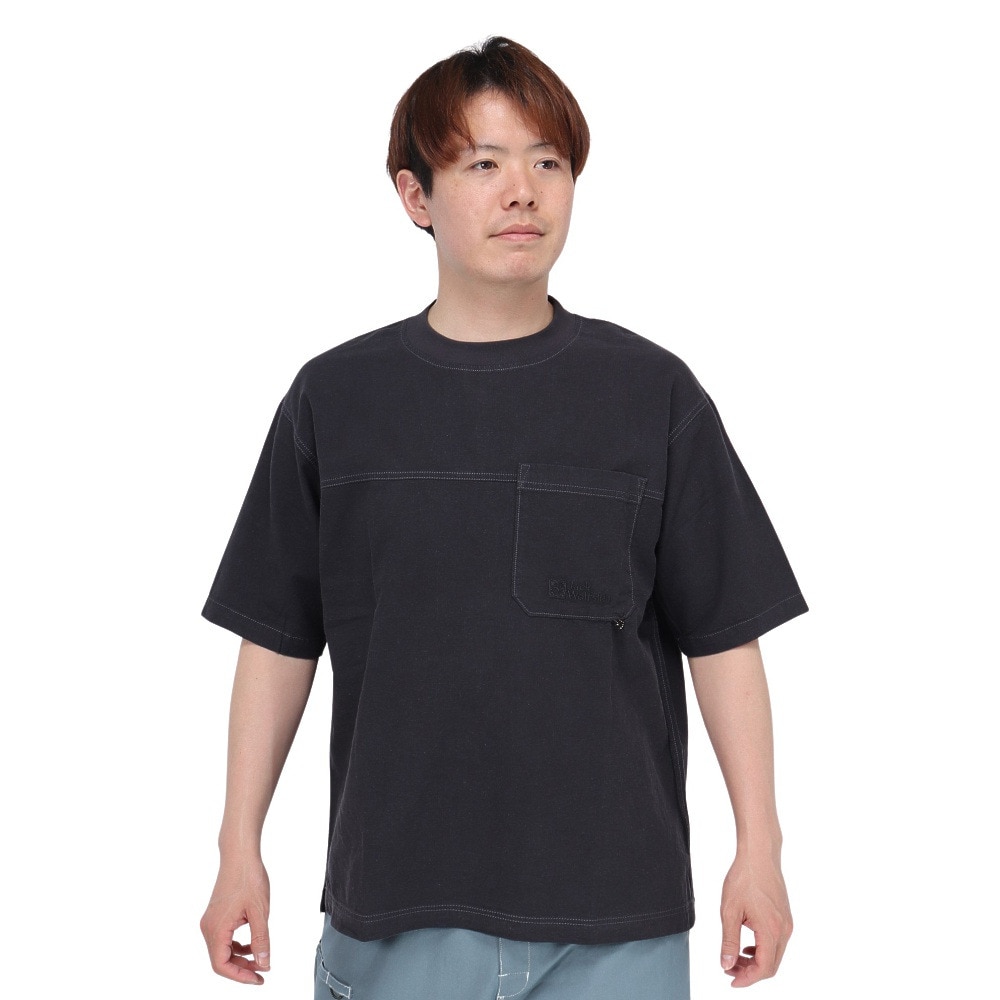 ジャックウルフスキン（JackWolfskin）（メンズ）温度調節機能 高通気 ヘンプウッドワーカー プルオーバー 5033891-6350 ブラック