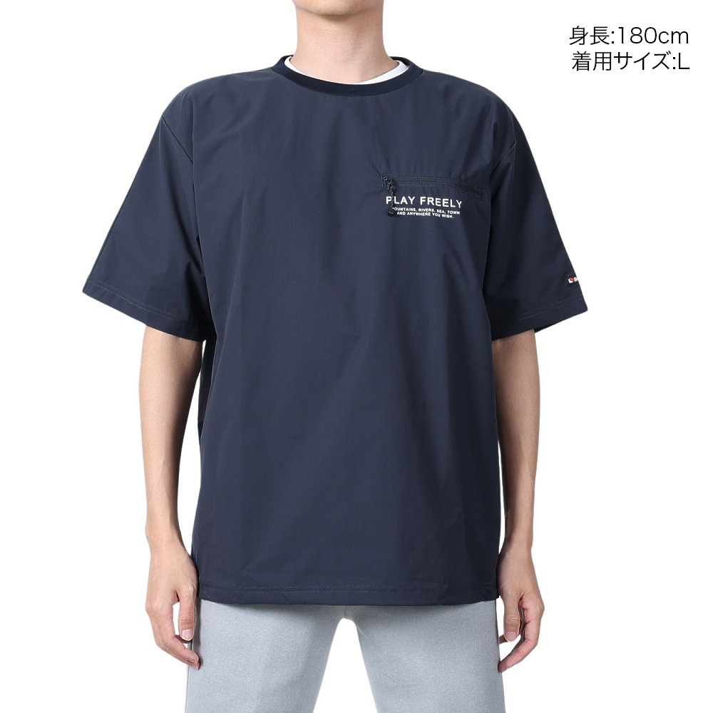 ボンファイア（Bonfire）（メンズ）速乾 撥水 ストレッチ BACKMESH.P 半袖 Tシャツ 50BNF4SCD2312 NVY ネイビー ポケッタブル