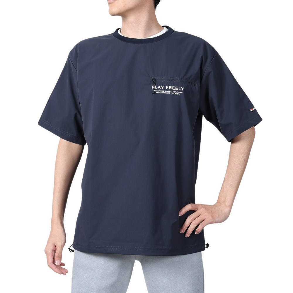 ボンファイア（Bonfire）（メンズ）速乾 撥水 ストレッチ BACKMESH.P 半袖 Tシャツ 50BNF4SCD2312 NVY ネイビー ポケッタブル