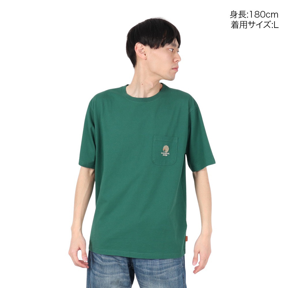 クリフメイヤー（KRIFF MAYER）（メンズ、レディース）アフロくん 半袖ポケTシャツ サボテン 2357801:65:GREEN