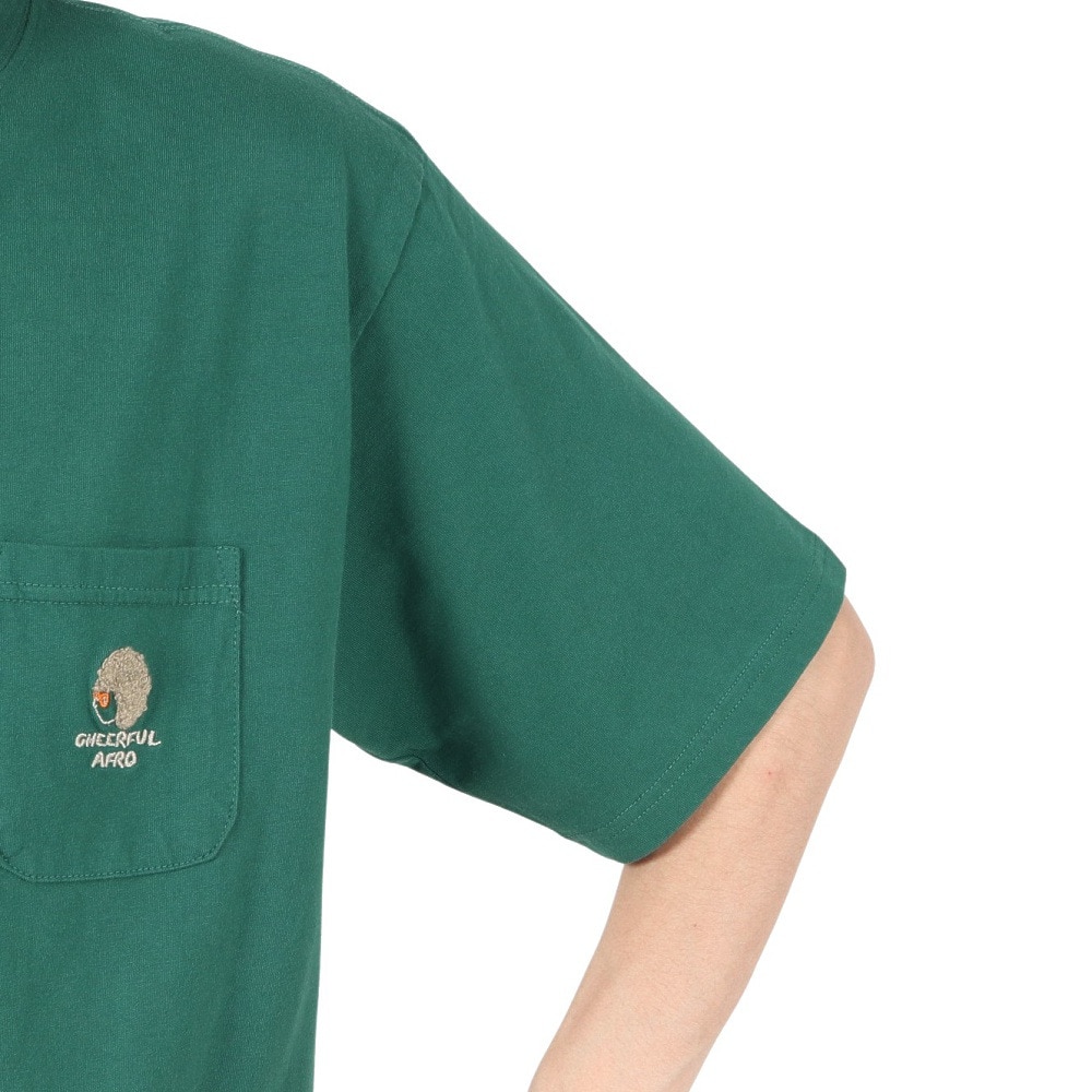 クリフメイヤー（KRIFF MAYER）（メンズ、レディース）アフロくん 半袖ポケTシャツ サボテン 2357801:65:GREEN