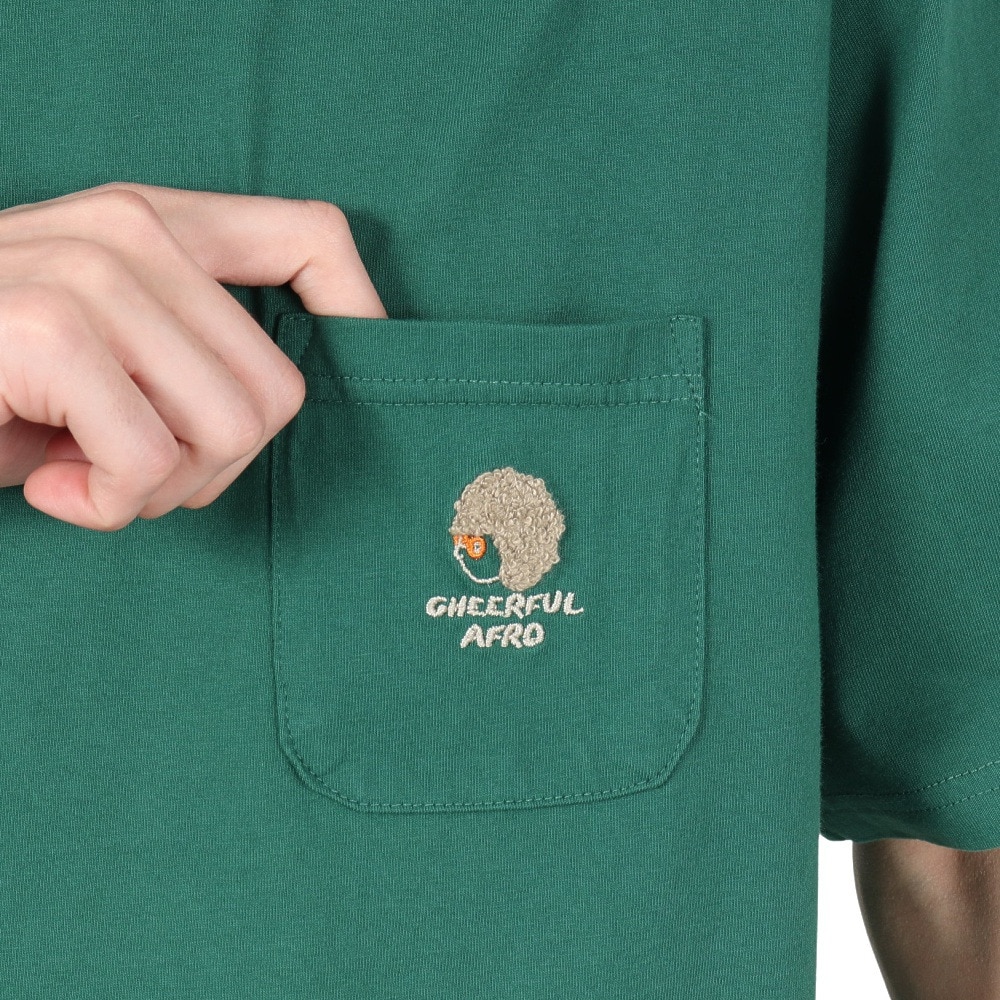 クリフメイヤー（KRIFF MAYER）（メンズ、レディース）アフロくん 半袖ポケTシャツ サボテン 2357801:65:GREEN