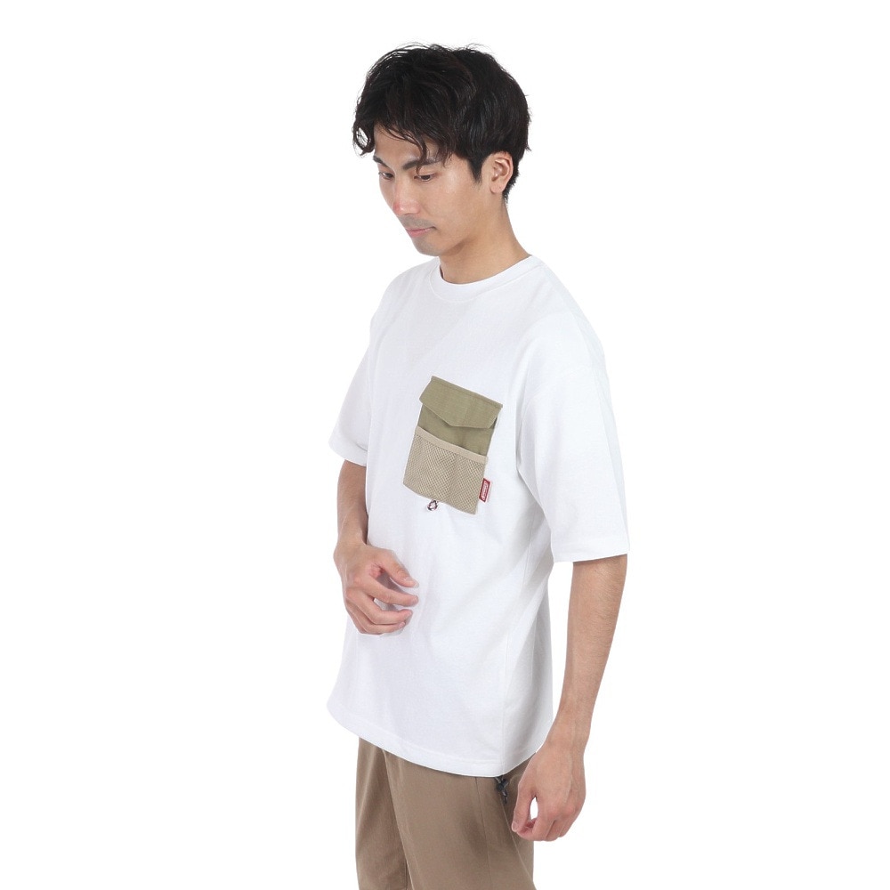 コールマン（Coleman）（メンズ）布帛ポケット付き 半袖 Tシャツ X5431A WHT