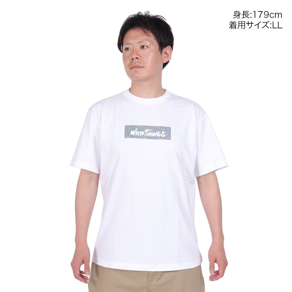 ワイルドシングス（WILD THINGS）（メンズ）ボックス ロゴ 半袖Tシャツ WT24062K-WHITE