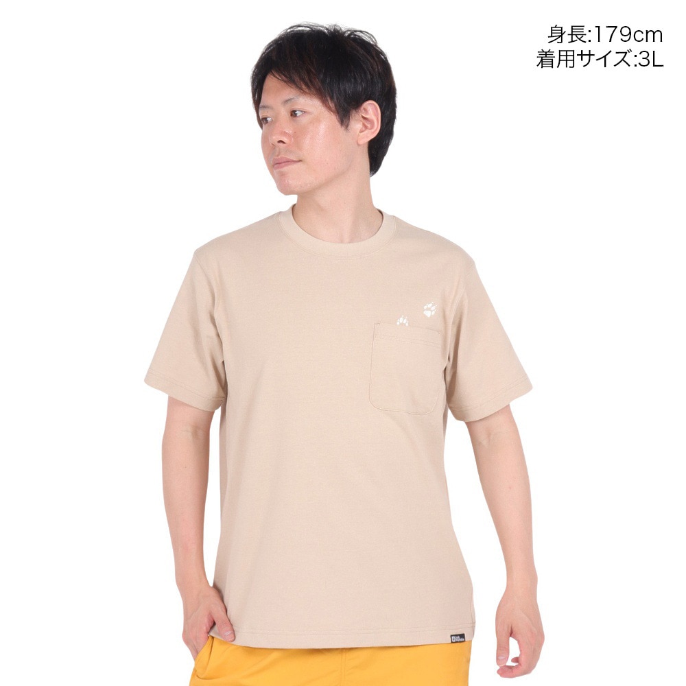 ジャックウルフスキン（JackWolfskin）（メンズ）オーガニックコットン100％ 半袖Tシャツ PAW IN POCKET SS T 2 5023434_5471