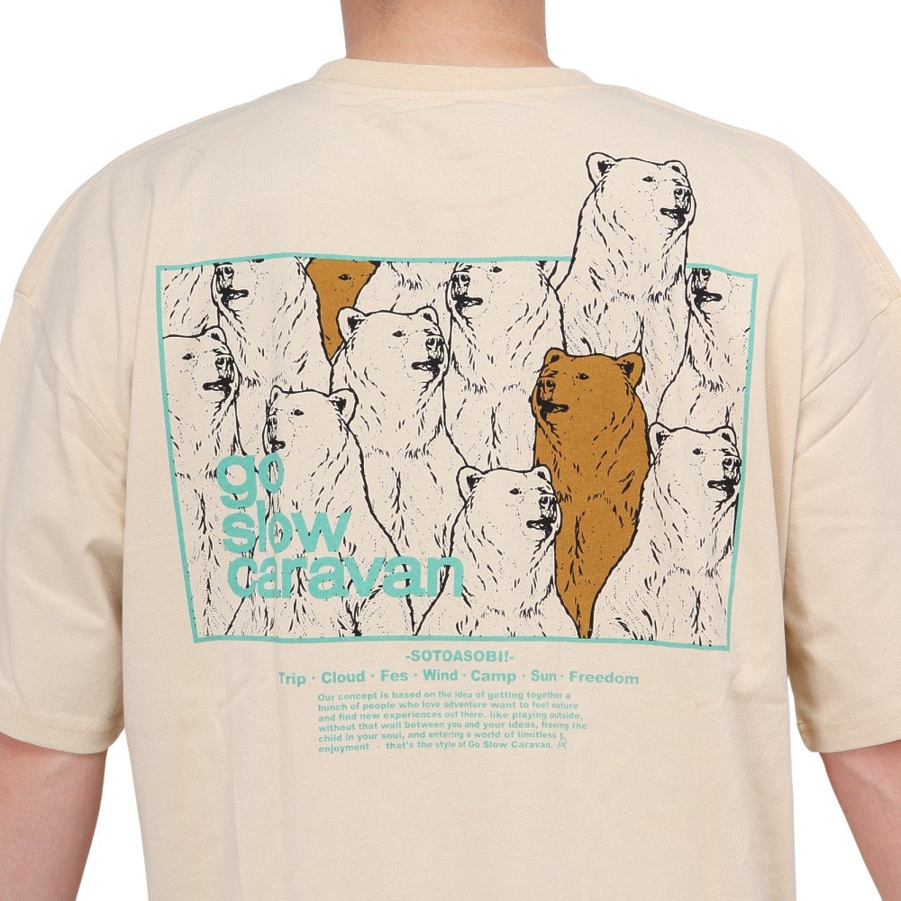 ゴースローキャラバン（GOSLOWCARAVAN）（メンズ、レディース）USA/C スクエアLOGOバックプリントゆったりTシャツ 321913A NTL