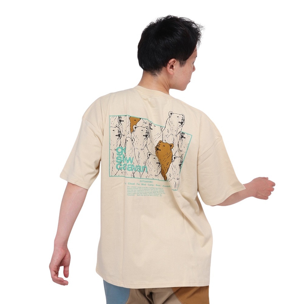 ゴースローキャラバン（GOSLOWCARAVAN）（メンズ、レディース）USA/C スクエアLOGOバックプリントゆったりTシャツ 321913A NTL