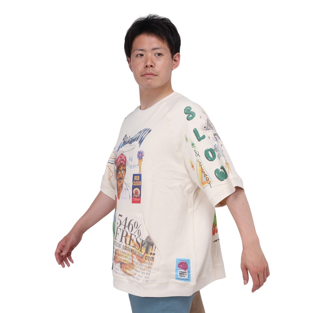 ゴースローキャラバン（GOSLOWCARAVAN）（メンズ、レディース）インレイ 落書きMIXラグランTシャツ 322603 NTL