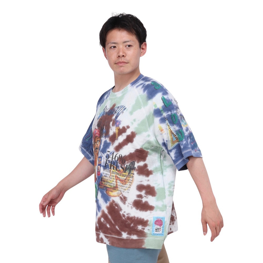 ゴースローキャラバン（GOSLOWCARAVAN）（メンズ、レディース）UNIQUEインレイ 落書きMIXラグランTシャツ タイダイ 322604 レインボー
