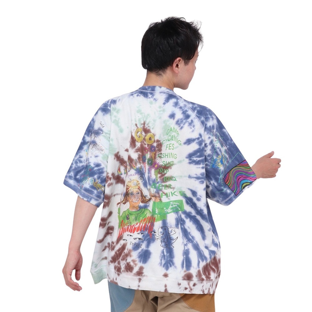 ゴースローキャラバン（GOSLOWCARAVAN）（メンズ、レディース）UNIQUEインレイ 落書きMIXラグランTシャツ タイダイ 322604 レインボー