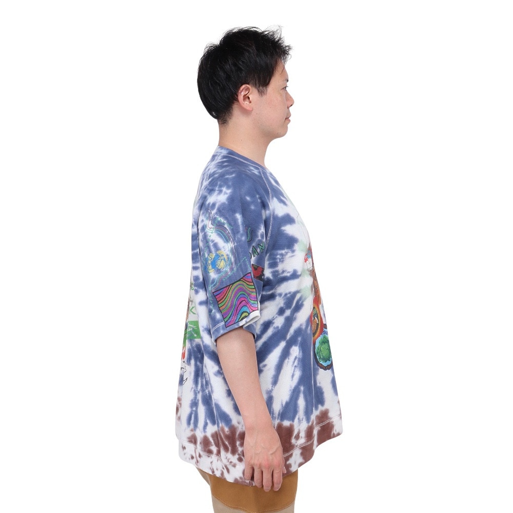 ゴースローキャラバン（GOSLOWCARAVAN）（メンズ、レディース）UNIQUEインレイ 落書きMIXラグランTシャツ タイダイ 322604 レインボー