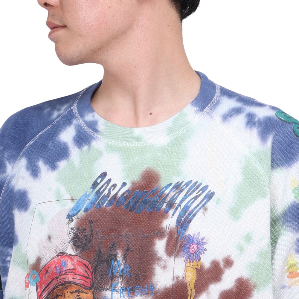 ゴースローキャラバン（GOSLOWCARAVAN）（メンズ、レディース）UNIQUEインレイ 落書きMIXラグランTシャツ タイダイ 322604 レインボー