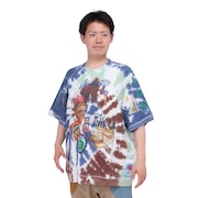 (メンズ、レディース)UNIQUEインレイ 落書きMIXラグランTシャツ タイダイ 322604 レインボー