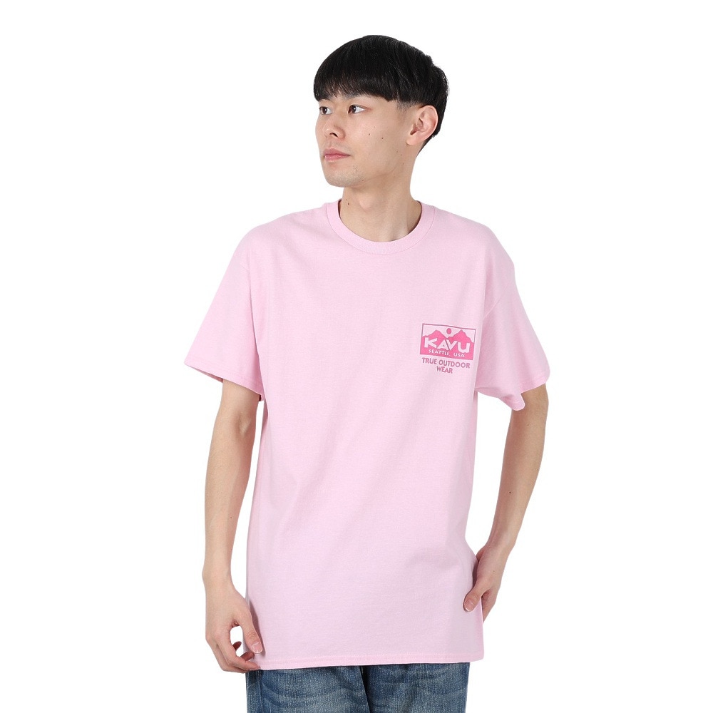 カブー（KAVU）（メンズ）トゥルーロゴ 半袖Tシャツ 19822238 ライトピンク