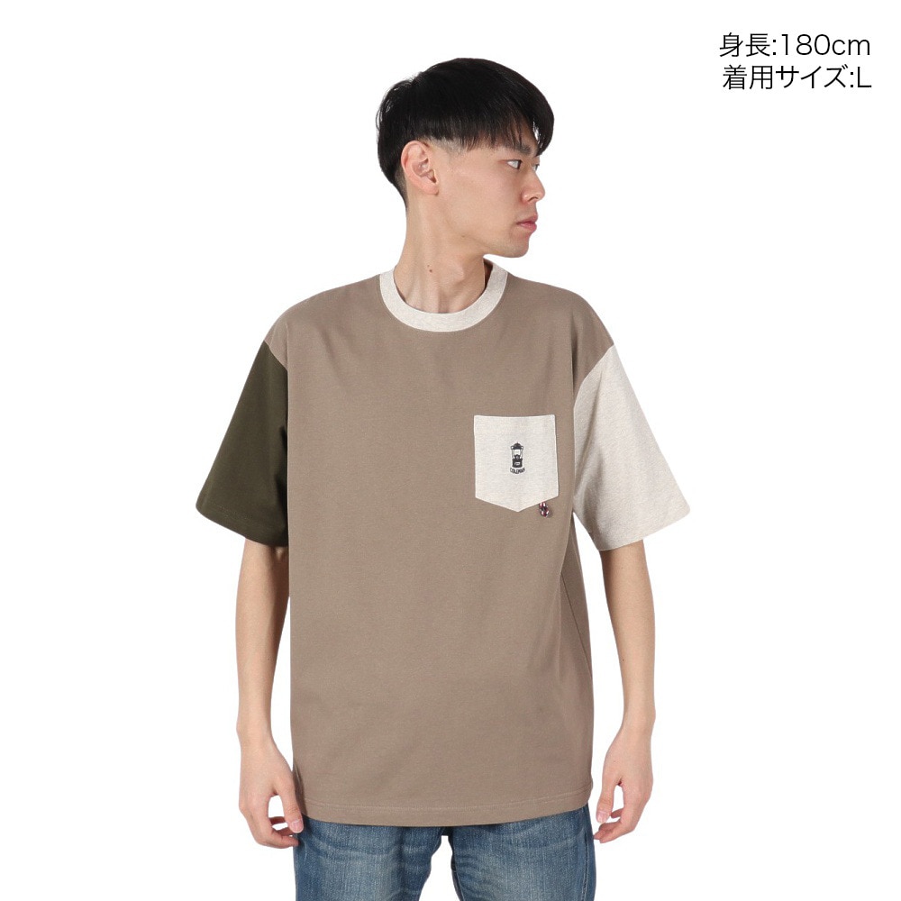 コールマン（Coleman）（メンズ）バイカラー ポケット 半袖Tシャツ X5534A BEG