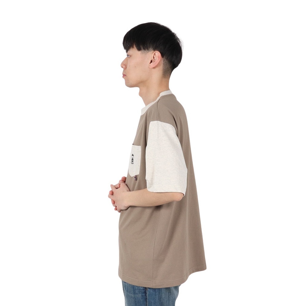 コールマン（Coleman）（メンズ）バイカラー ポケット 半袖Tシャツ X5534A BEG
