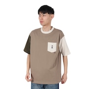 (メンズ)バイカラー ポケット 半袖Tシャツ X5534A BEG