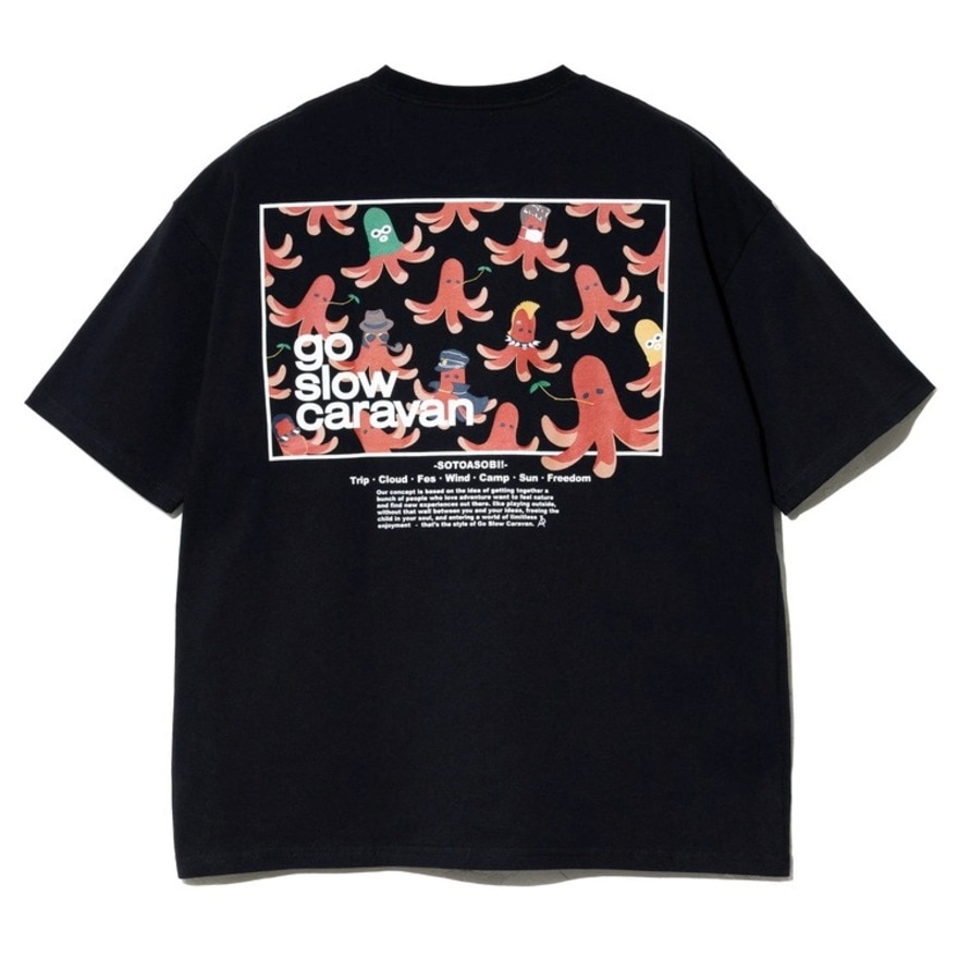 ゴースローキャラバン（GOSLOWCARAVAN）（メンズ）スクエアロゴゆったりTシャツ 341915B BLK