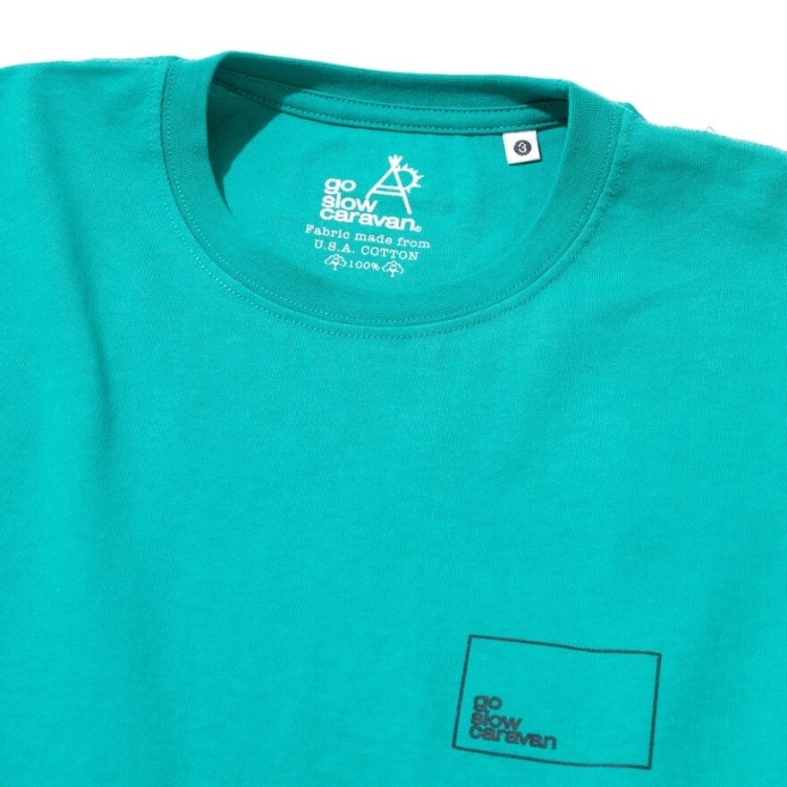 ゴースローキャラバン（GOSLOWCARAVAN）（メンズ）スクエアロゴゆったりTシャツ 341915B GRN
