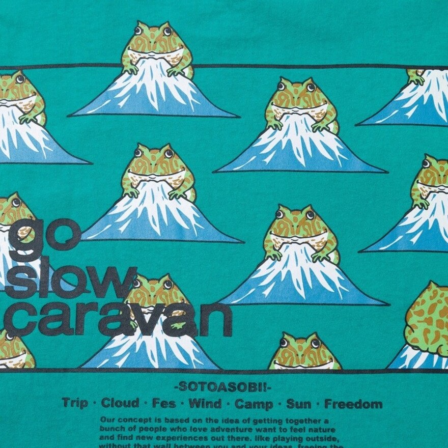 ゴースローキャラバン（GOSLOWCARAVAN）（メンズ）スクエアロゴゆったりTシャツ 341915B GRN