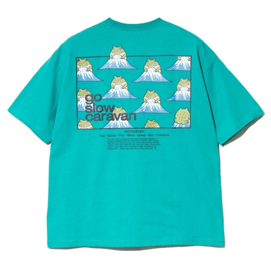 ゴースローキャラバン（GOSLOWCARAVAN）（メンズ）スクエアロゴゆったりTシャツ 341915B GRN
