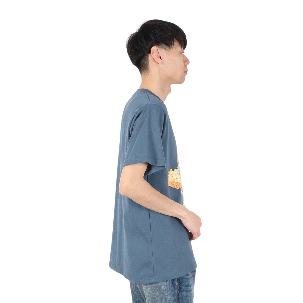 ゴースローキャラバン（GOSLOWCARAVAN）（メンズ）DOMDOM×GSC びたびたバターフィッシュ猫 半袖Tシャツ 341962 BLU ブルー