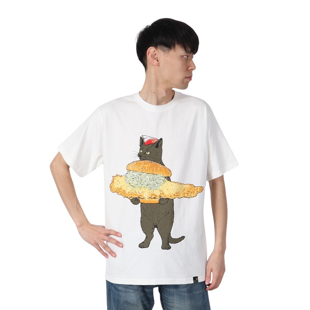 ゴースローキャラバン（GOSLOWCARAVAN）（メンズ）DOMDOM×GSC びたびたバターフィッシュ猫 半袖Tシャツ 341962 WHT ホワイト