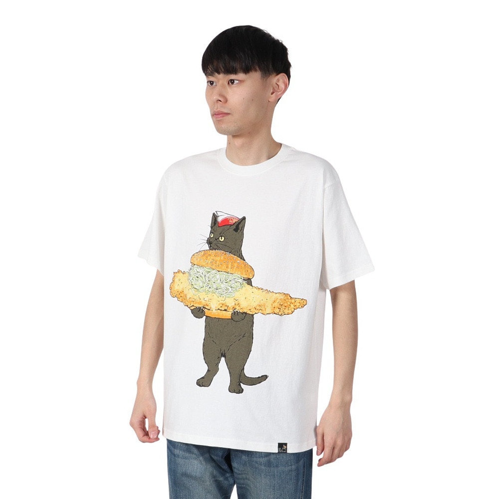 ゴースローキャラバン（GOSLOWCARAVAN）（メンズ）DOMDOM×GSC びたびたバターフィッシュ猫 半袖Tシャツ 341962 WHT ホワイト