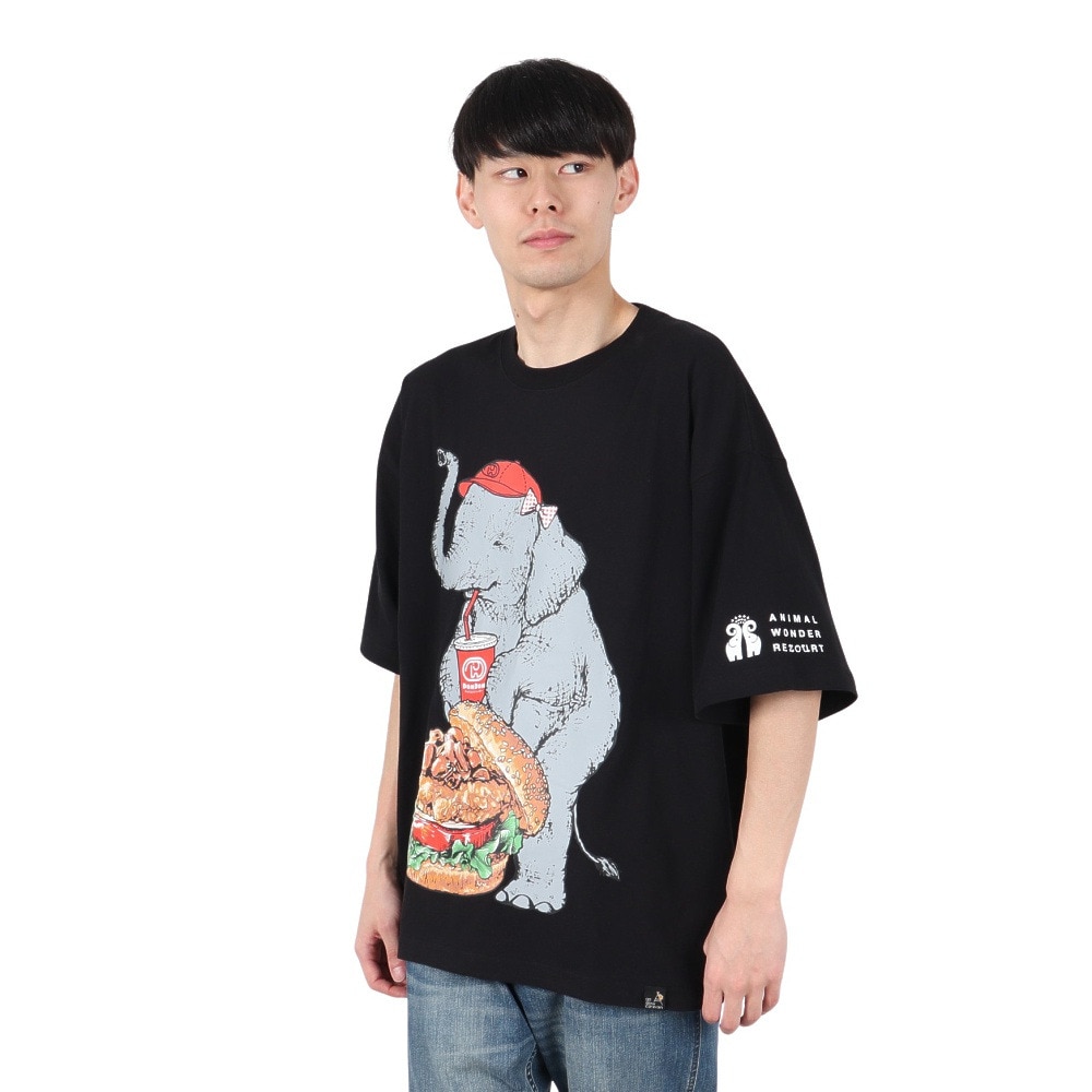 ゴースローキャラバン（GOSLOWCARAVAN）（メンズ）味噌ピーチキンバーガーゾウ ビッグ Tシャツ 341963 BLK