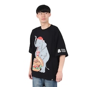 (メンズ)味噌ピーチキンバーガーゾウ ビッグ Tシャツ 341963 BLK