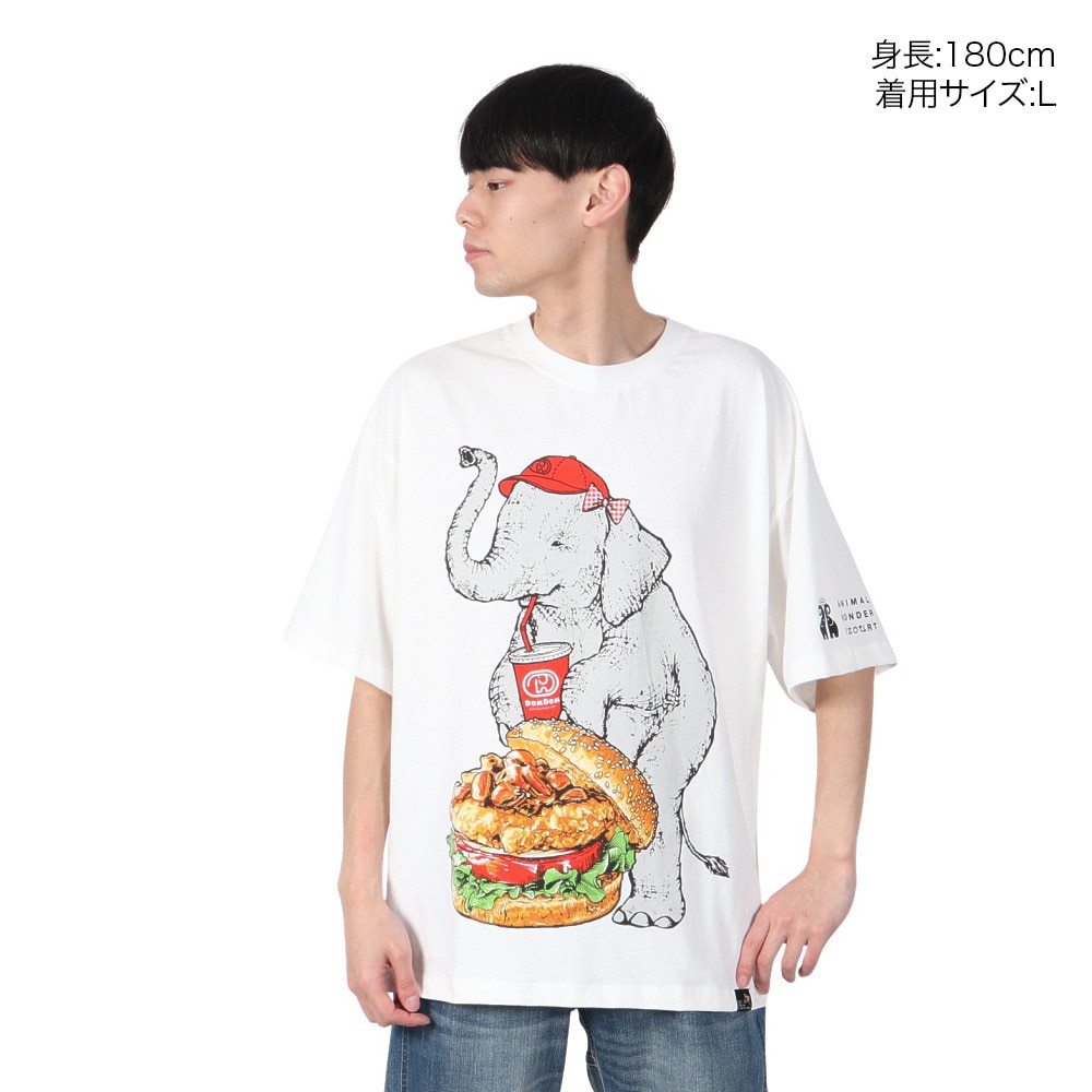 ゴースローキャラバン（GOSLOWCARAVAN）（メンズ）味噌ピーチキンバーガーゾウ ビッグ Tシャツ 341963 WHT