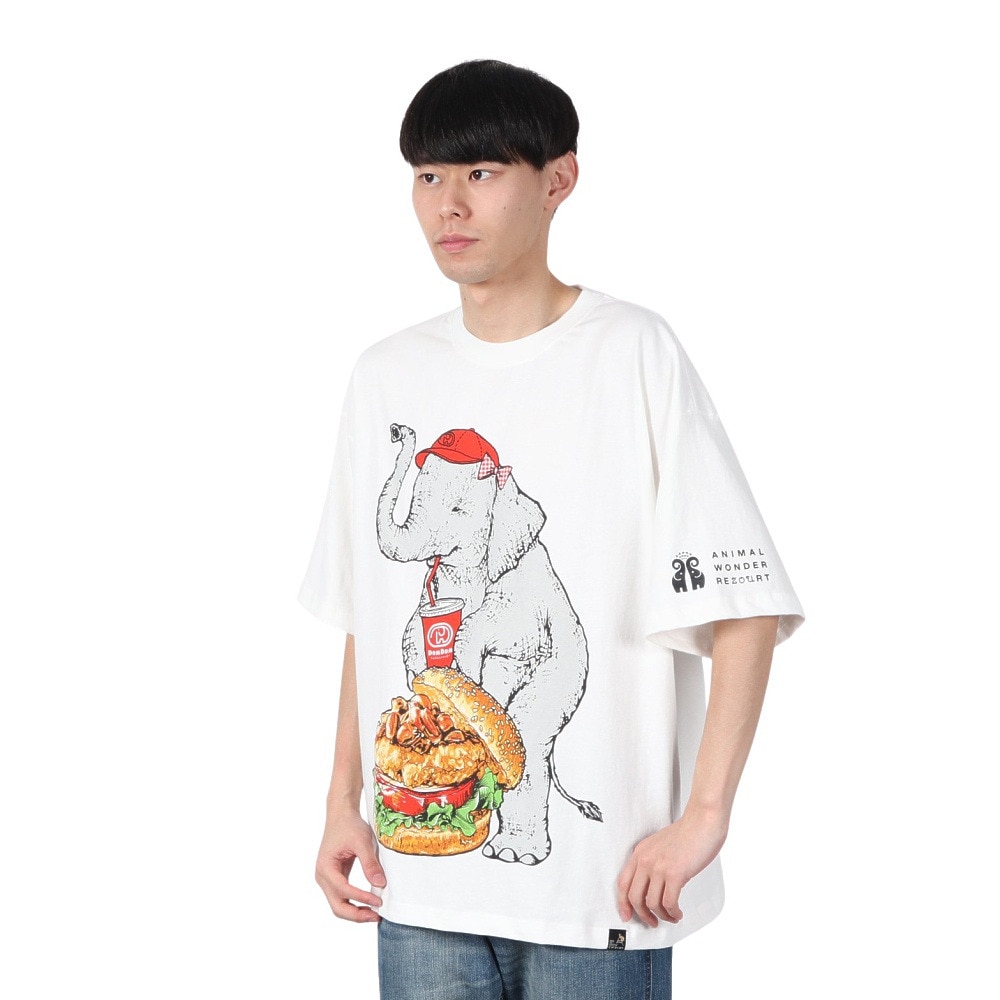 ゴースローキャラバン（GOSLOWCARAVAN）（メンズ）味噌ピーチキンバーガーゾウ ビッグ Tシャツ 341963 WHT