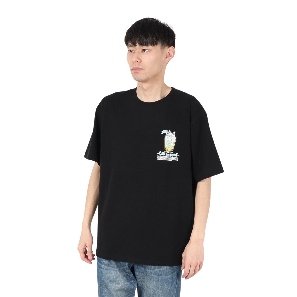 ゴースローキャラバン（GOSLOWCARAVAN）（メンズ、レディース）RAY綿 猫と麦酒TEE 無限麦酒2 半袖Tシャツ 342610 BLK ブラック