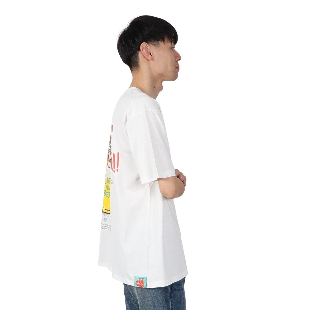 ゴースローキャラバン（GOSLOWCARAVAN）（メンズ、レディース）RAY綿 猫と麦酒TEE 無限麦酒2 半袖Tシャツ 342610 WHT ホワイト