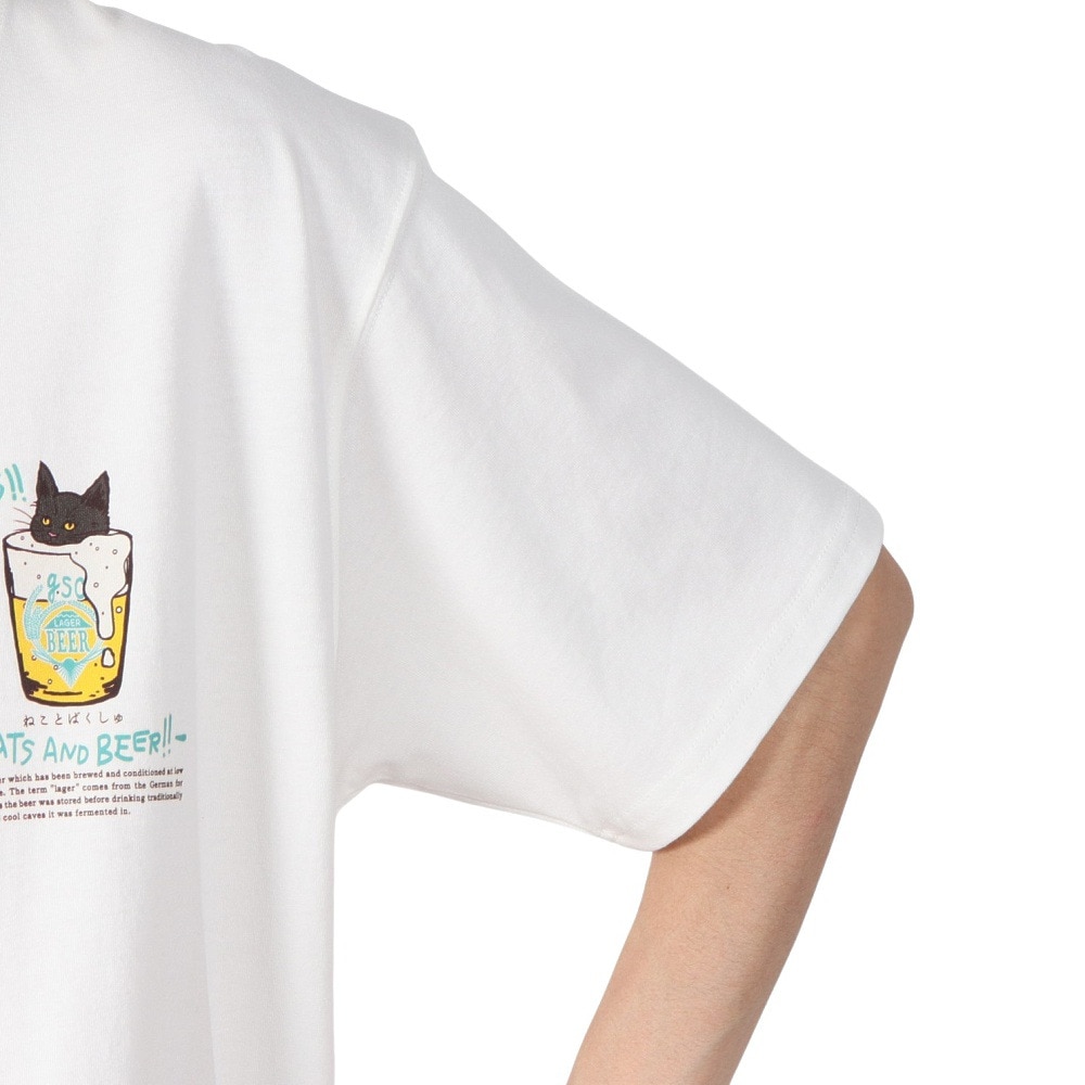 ゴースローキャラバン（GOSLOWCARAVAN）（メンズ、レディース）RAY綿 猫と麦酒TEE 無限麦酒2 半袖Tシャツ 342610 WHT ホワイト