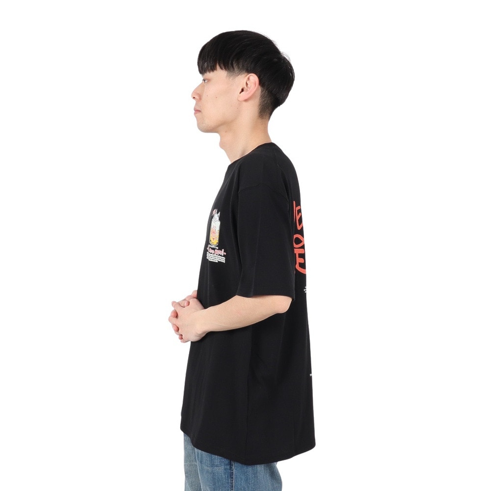 ゴースローキャラバン（GOSLOWCARAVAN）（メンズ、レディース）RAY綿 猫と麦酒TEE 麦酒風呂2 半袖Tシャツ 342611 BLK ブラック