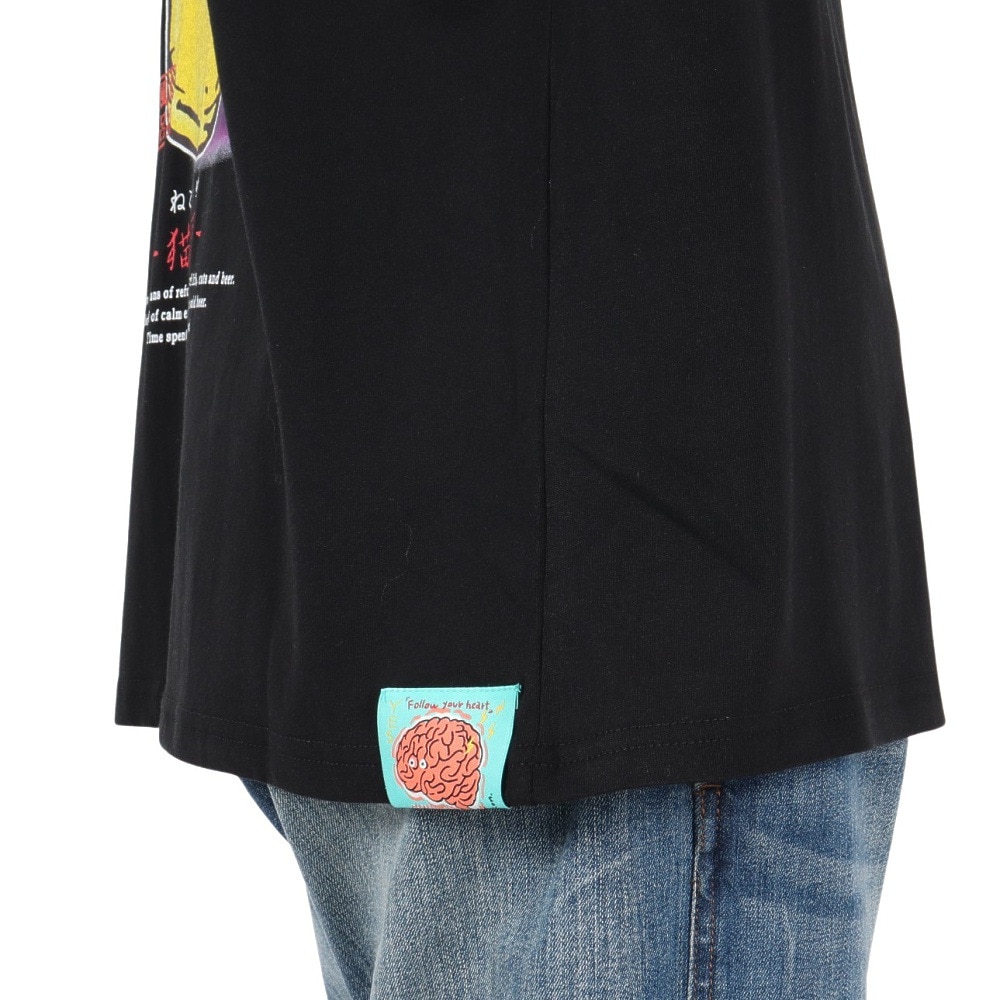 ゴースローキャラバン（GOSLOWCARAVAN）（メンズ、レディース）RAY綿 猫と麦酒TEE 麦酒風呂2 半袖Tシャツ 342611 BLK ブラック