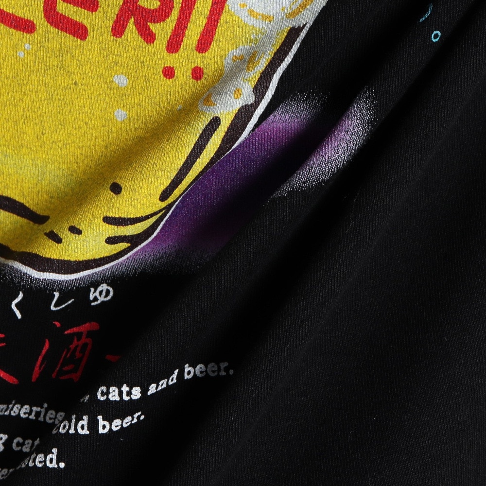 ゴースローキャラバン（GOSLOWCARAVAN）（メンズ、レディース）RAY綿 猫と麦酒TEE 麦酒風呂2 半袖Tシャツ 342611 BLK ブラック