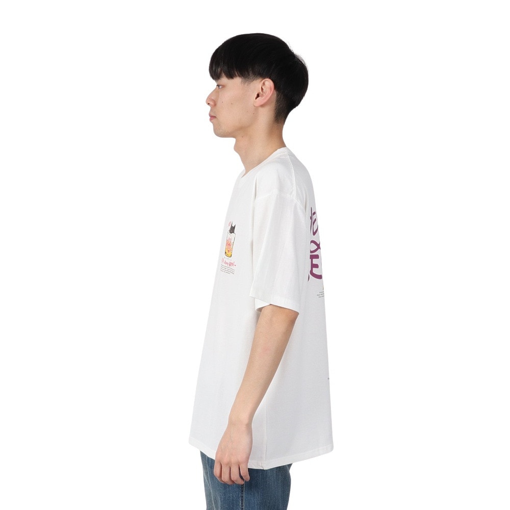 ゴースローキャラバン（GOSLOWCARAVAN）（メンズ、レディース）RAY綿 猫と麦酒TEE 麦酒風呂2 半袖Tシャツ 342611 WHT ホワイト