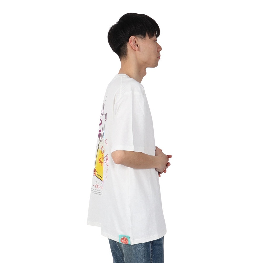 ゴースローキャラバン（GOSLOWCARAVAN）（メンズ、レディース）RAY綿 猫と麦酒TEE 麦酒風呂2 半袖Tシャツ 342611 WHT ホワイト