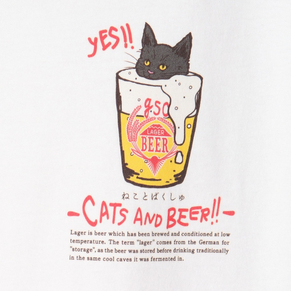 ゴースローキャラバン（GOSLOWCARAVAN）（メンズ、レディース）RAY綿 猫と麦酒TEE 麦酒風呂2 半袖Tシャツ 342611 WHT ホワイト