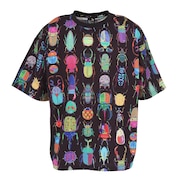 (メンズ)ストレッチサッカー 総柄プリントTシャツ 346124 BLK