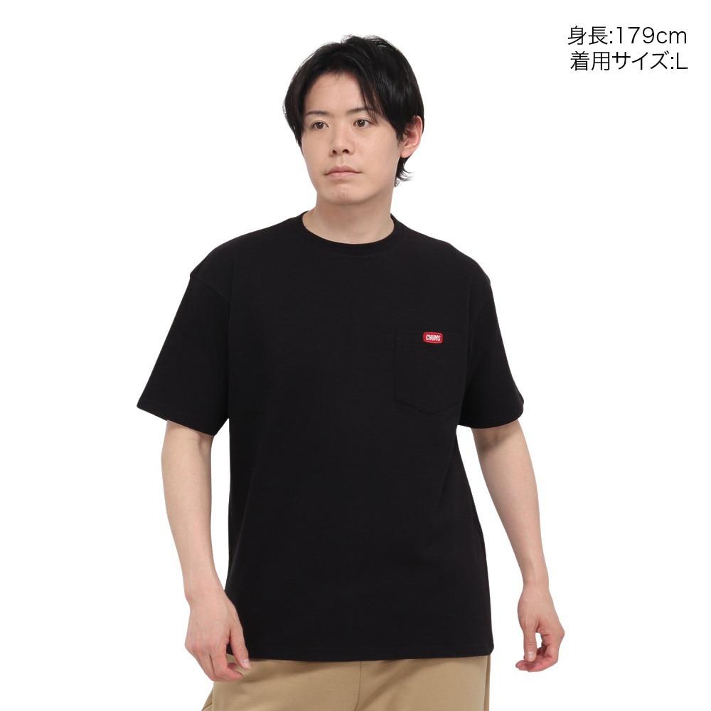 チャムス（CHUMS）（メンズ）スウェット 半袖 キーストーン ショートスリーブ ポケット クルートップ CH00-1492-K001 ブラック