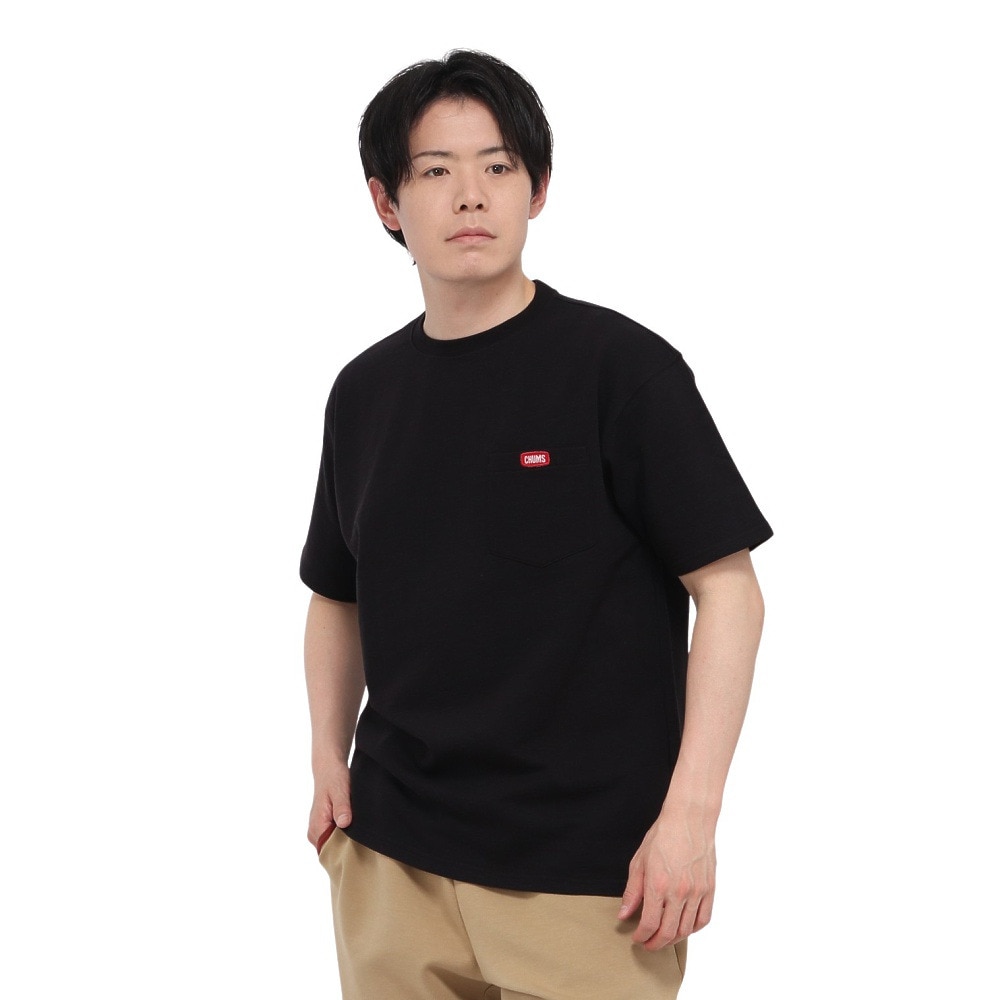 チャムス（CHUMS）（メンズ）スウェット 半袖 キーストーン ショートスリーブ ポケット クルートップ CH00-1492-K001 ブラック